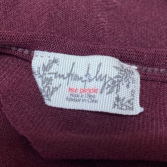 Free People Maroon Ruched Sleeveless Cami Camisole Mesh Crop Tank Top Size XS - Picture 3 of 4